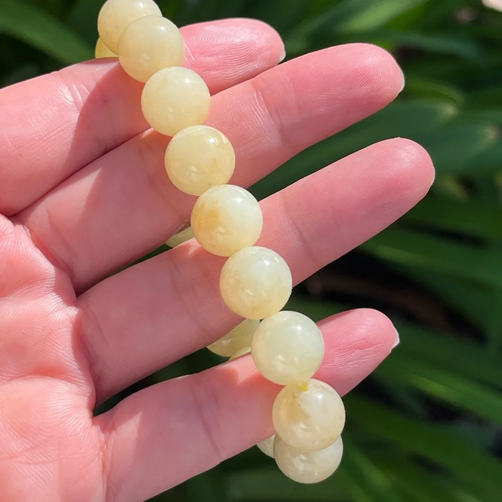12mm stretchable yellow jade bracelet‎ 0327